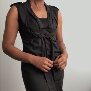 MINDEN CHAN TUNIC MINI DRESS CORSET POPLIN 100% COTTON BLACK 0